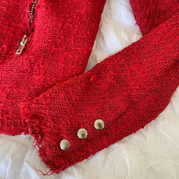 IRO AGNETTE red distressed tweed jacket - Picture 6 of 16